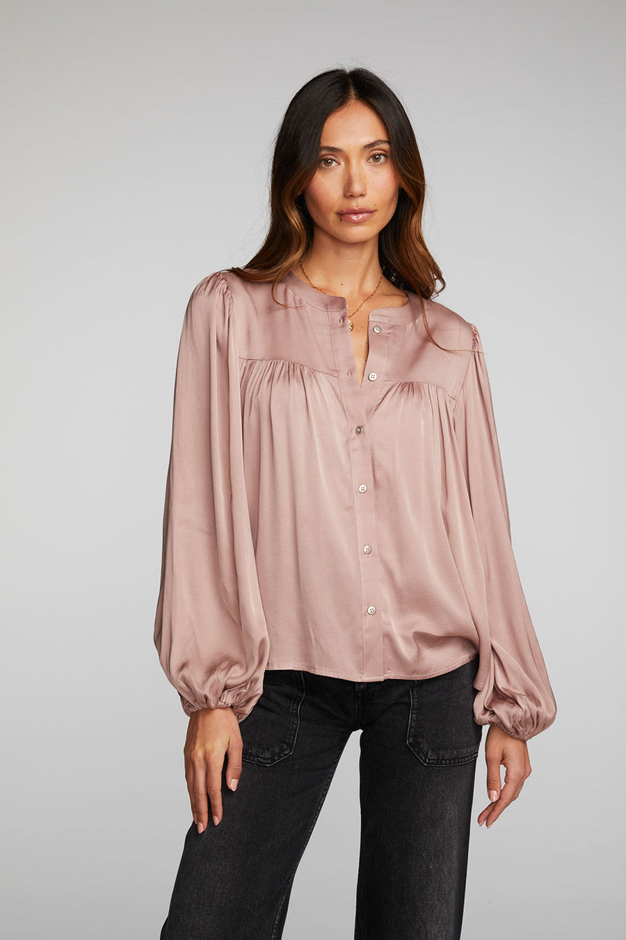 Stretch Silky Woven Button Down Womens chaserbrand