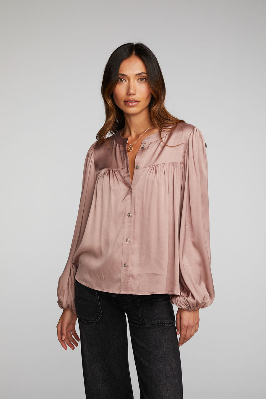 Stretch Silky Woven Button Down Womens chaserbrand