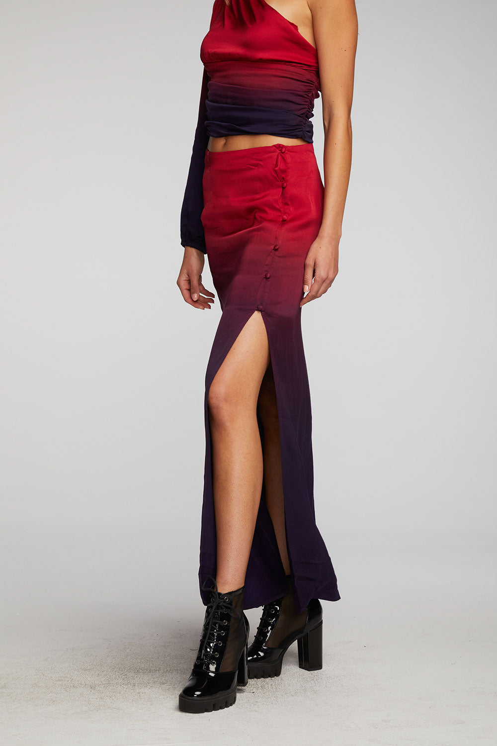 Stretch Silky Woven Midi Skirt Womens chaserbrand