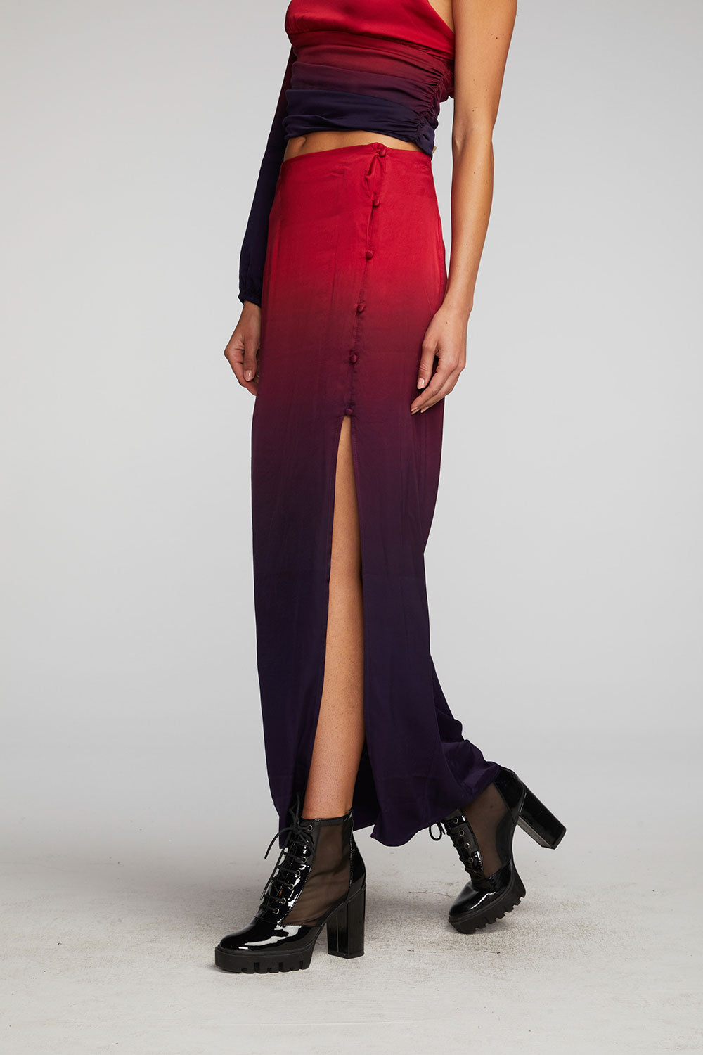 Stretch Silky Woven Midi Skirt Womens chaserbrand