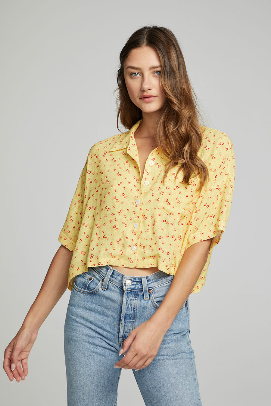 Marine Crop Button Down - Anise Flower WOMENS chaserbrand