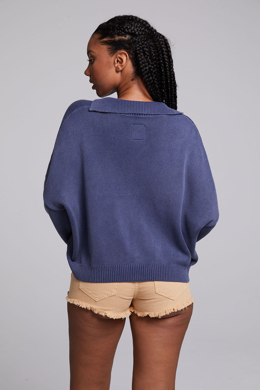 Mercury Washed Indigo Crop Pullover WOMENS chaserbrand