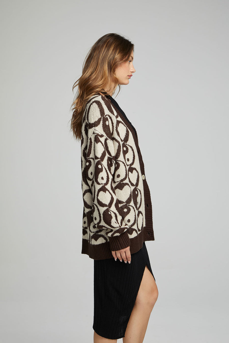 Vibe Cardigan - Black and Coffee WOMENS chaserbrand