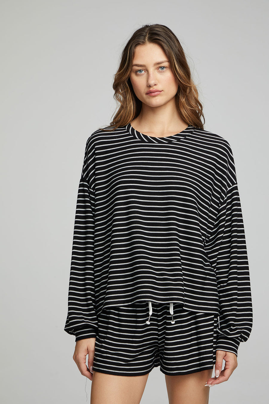 Lesh Long Sleeve - Black and White Stripe WOMENS chaserbrand