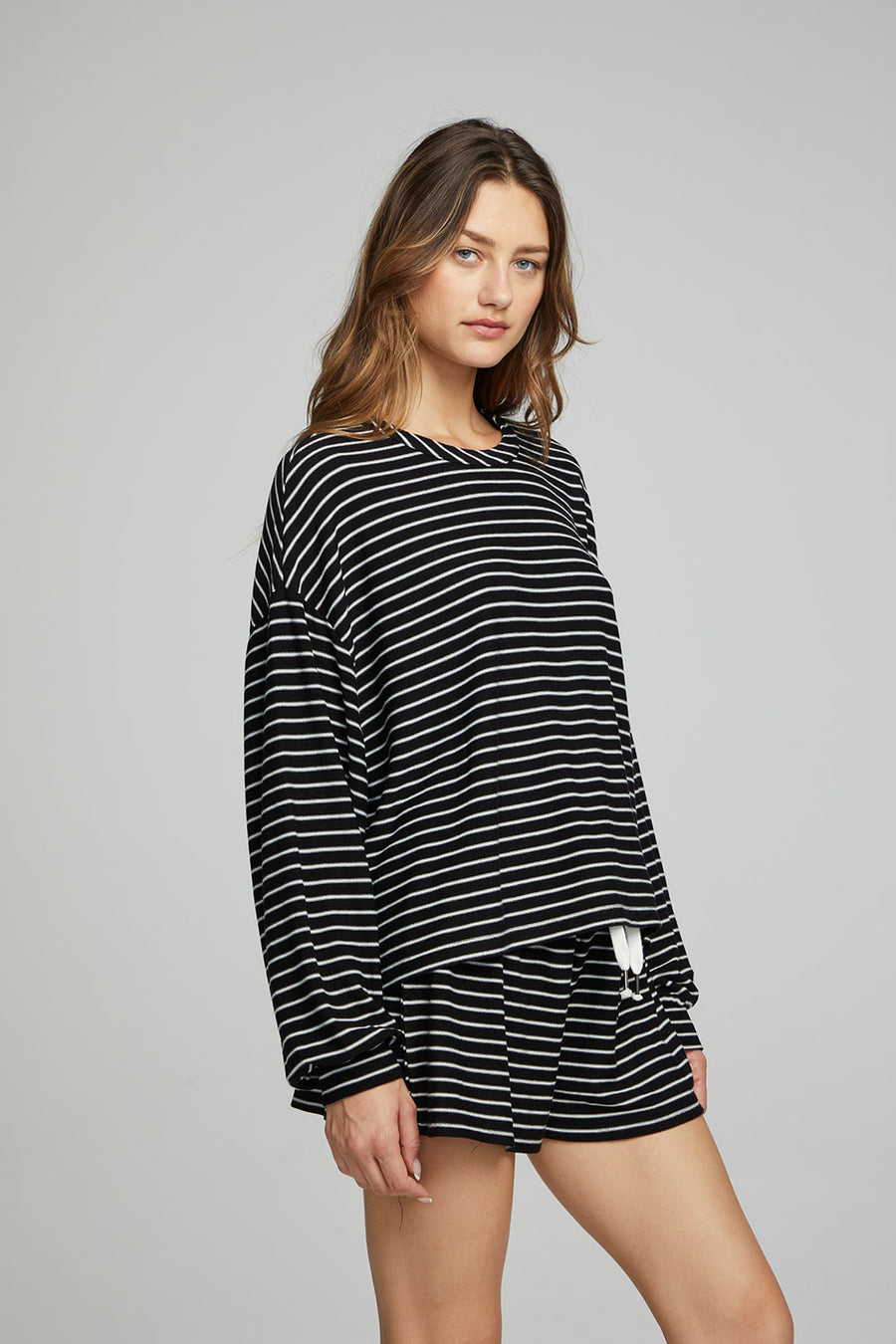 Lesh Long Sleeve - Black and White Stripe WOMENS chaserbrand