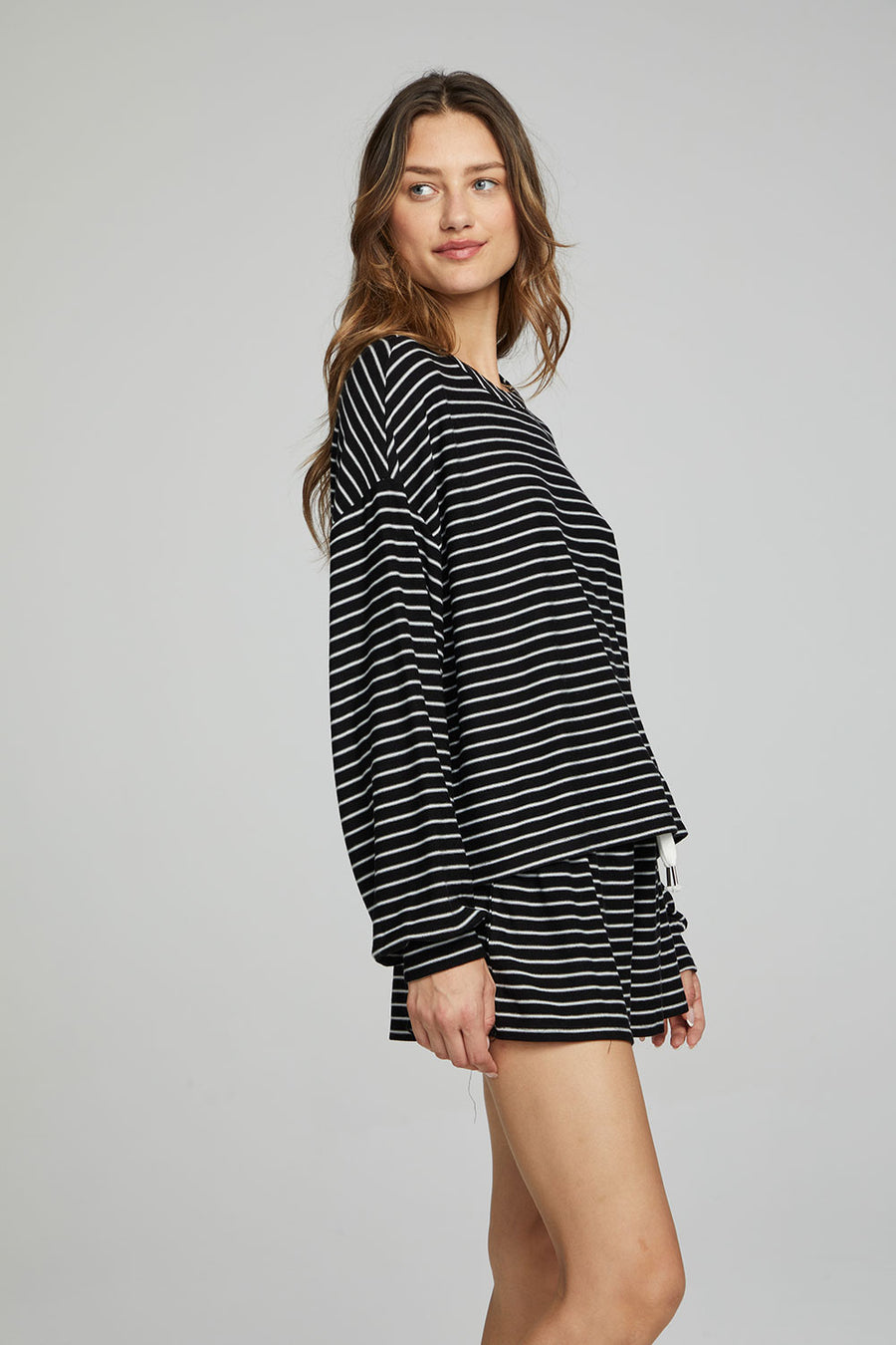 Lesh Long Sleeve - Black and White Stripe WOMENS chaserbrand
