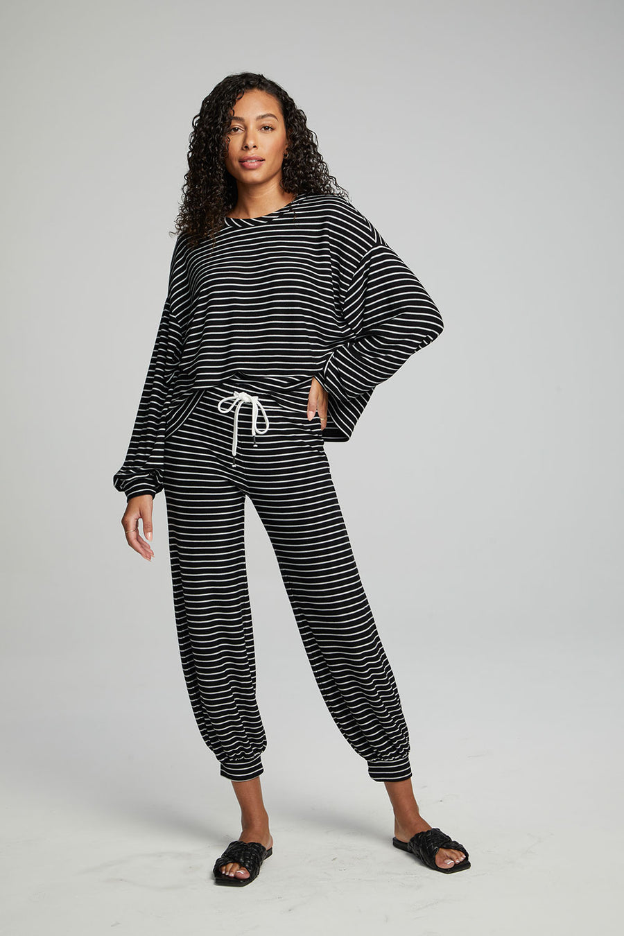 Weekend Joggers - Black and White Stripe WOMENS chaserbrand