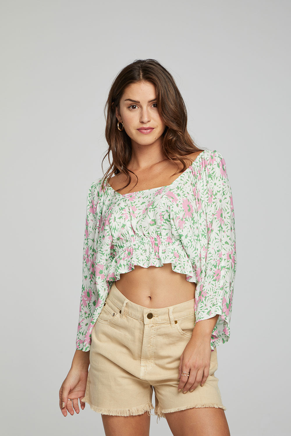 Monarch Crop Top - Grass Daisy Floral WOMENS chaserbrand