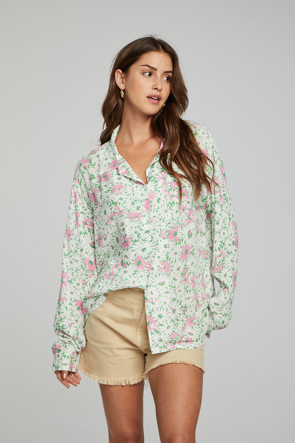 Saville Button Down - Grass Daisy Floral WOMENS chaserbrand