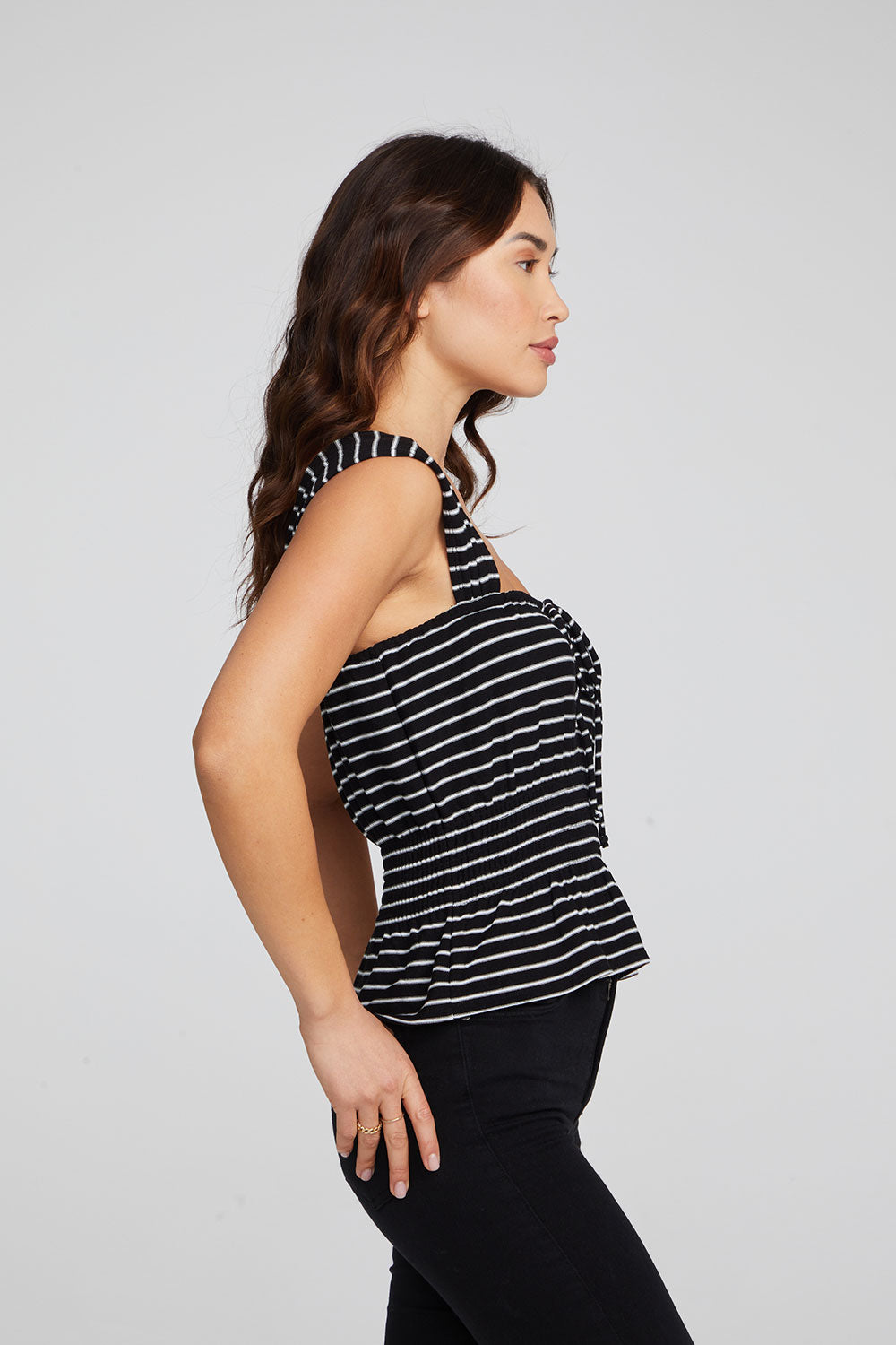 Bayshore Tank Top - Black and White Stripe WOMENS chaserbrand