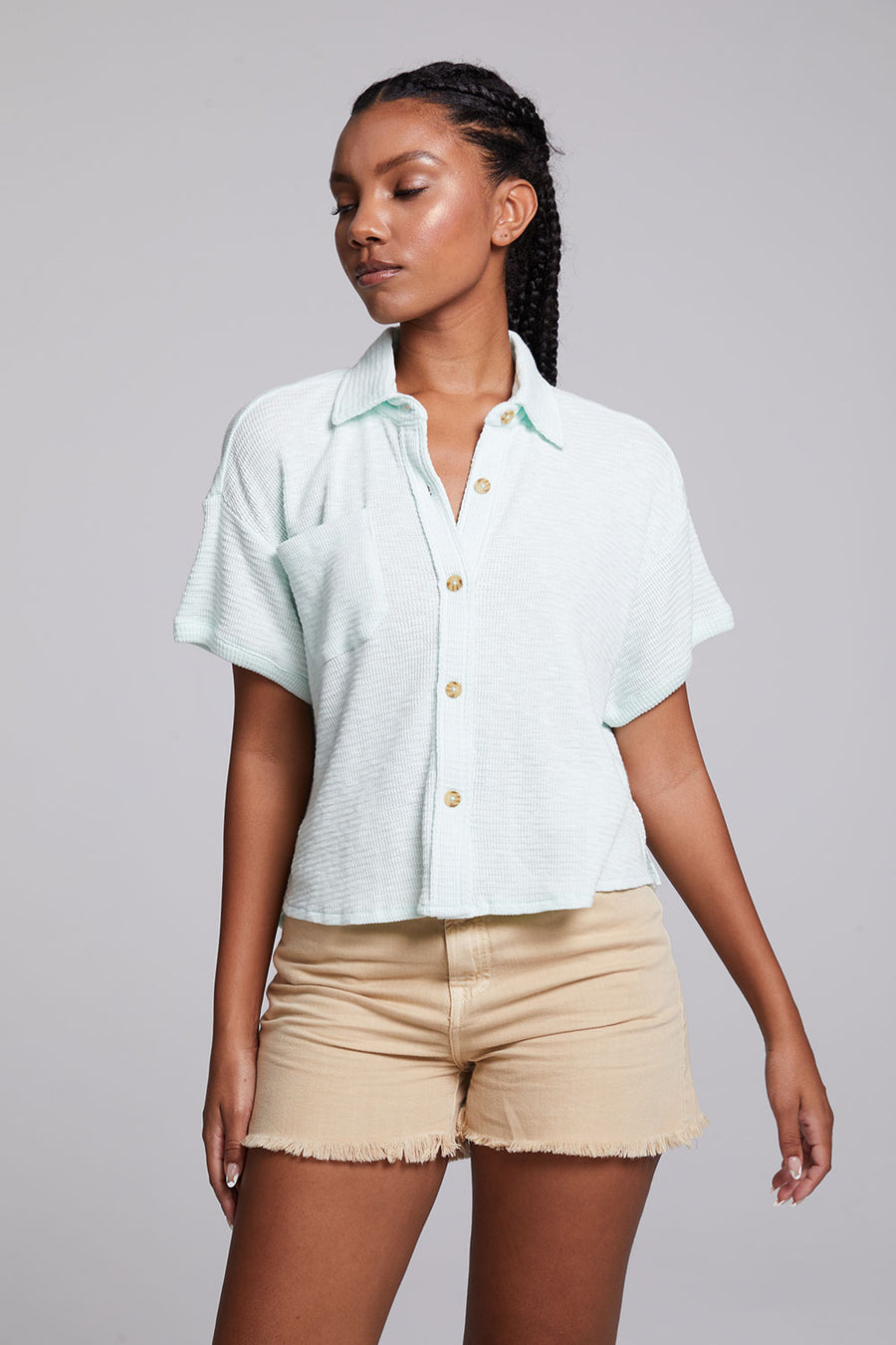 Valentina Aqua Glass Button Down WOMENS chaserbrand
