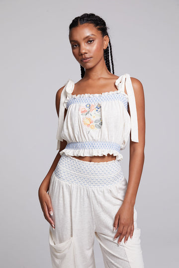 Lirhetta Floral Bouquet Embroidery Crop Top WOMENS chaserbrand