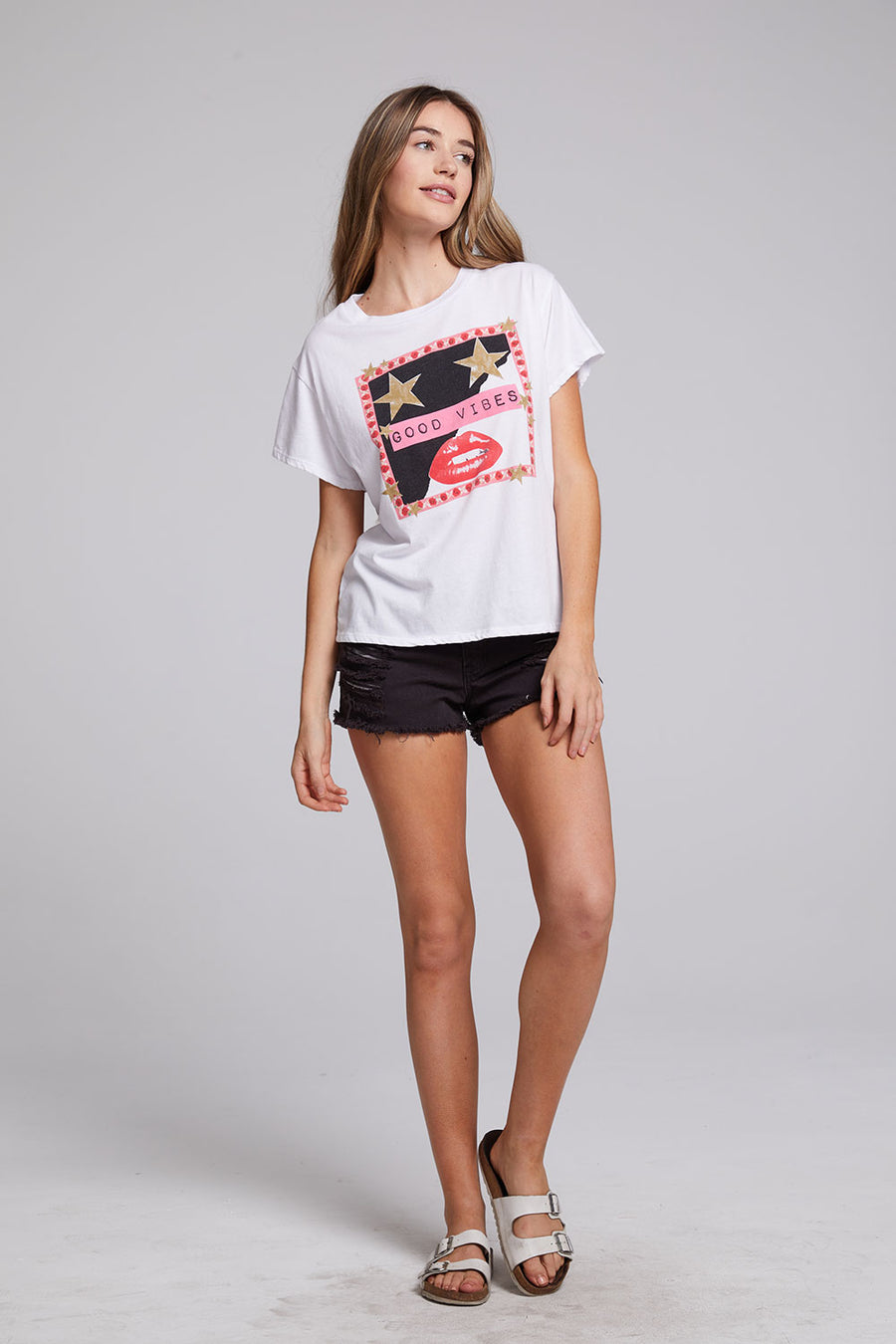 Good Vibes Collage Tee WOMENS chaserbrand