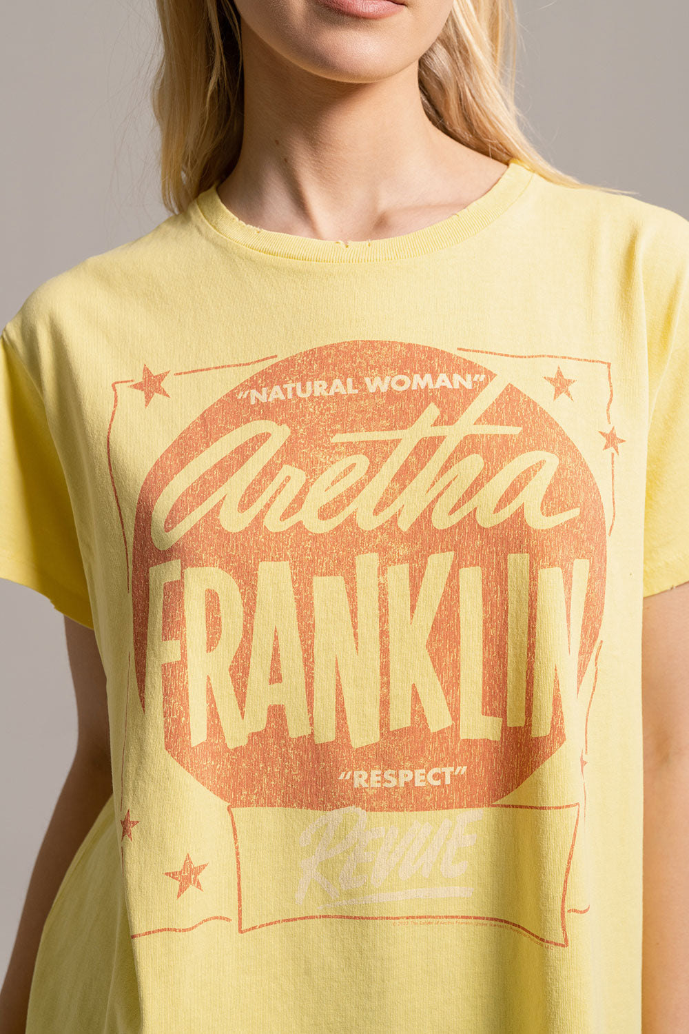 Aretha Franklin - "Respect" Distressed Crew Neck WOMENS chaserbrand