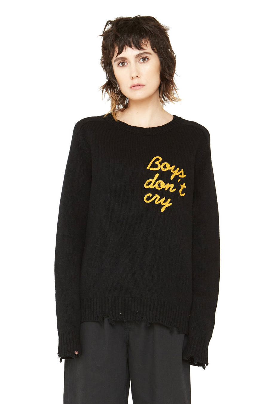 Boys Don’t Cry Cashmere Sweater - Black WOMENS chaserbrand