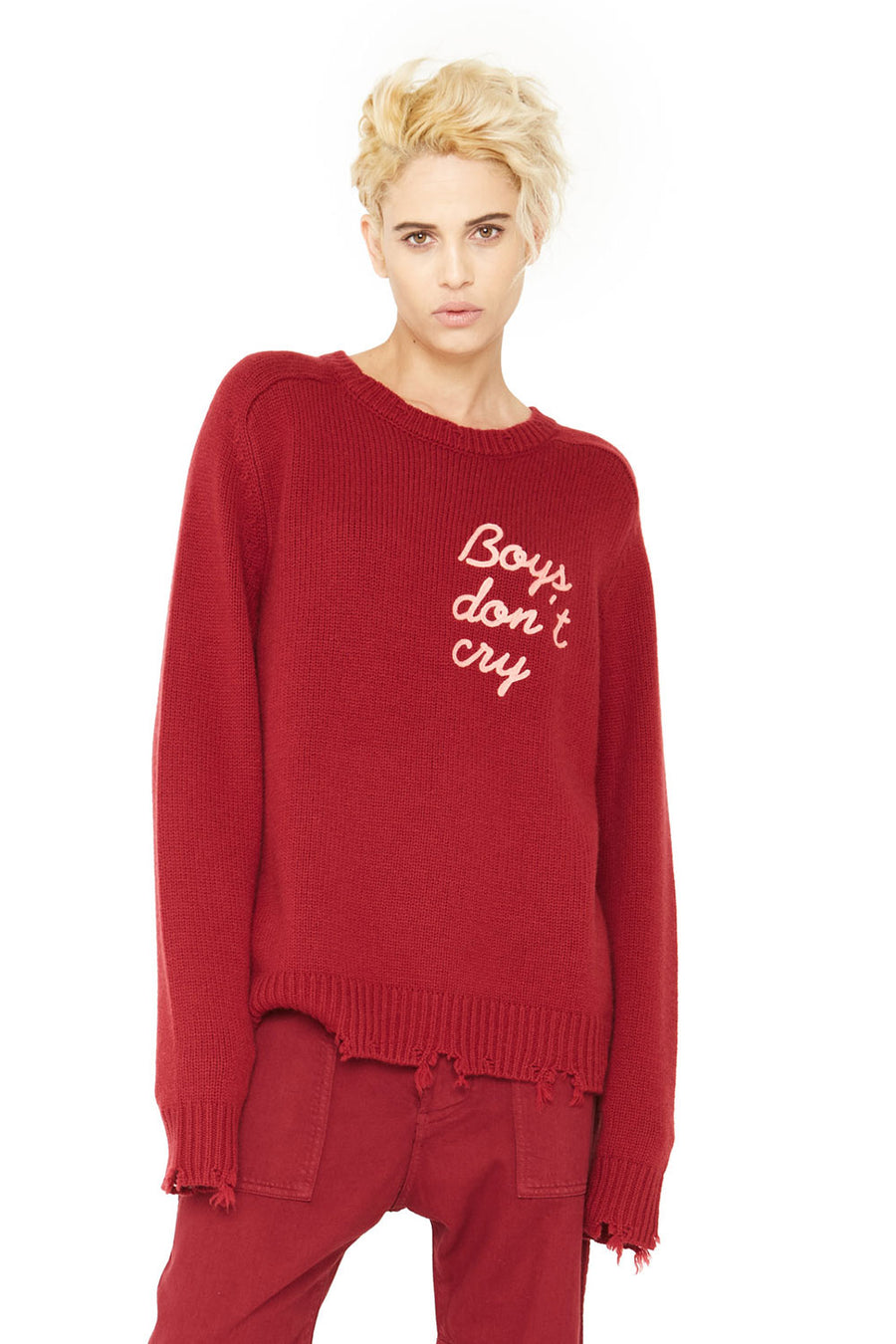 Boys Don’t Cry Cashmere Sweater - Wine Red WOMENS chaserbrand