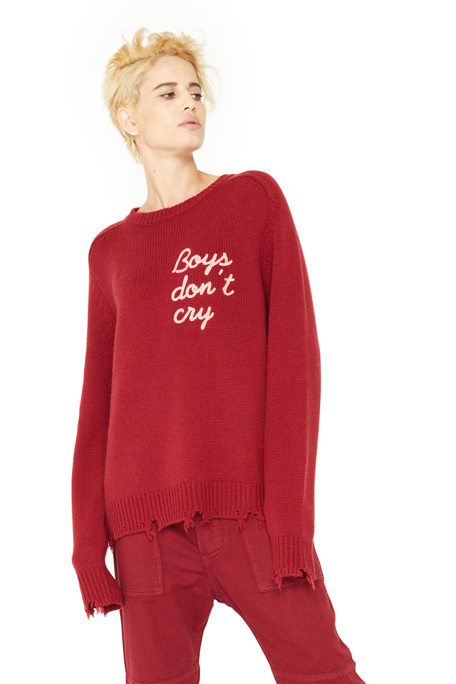 Boys Don’t Cry Cashmere Sweater - Wine Red WOMENS chaserbrand