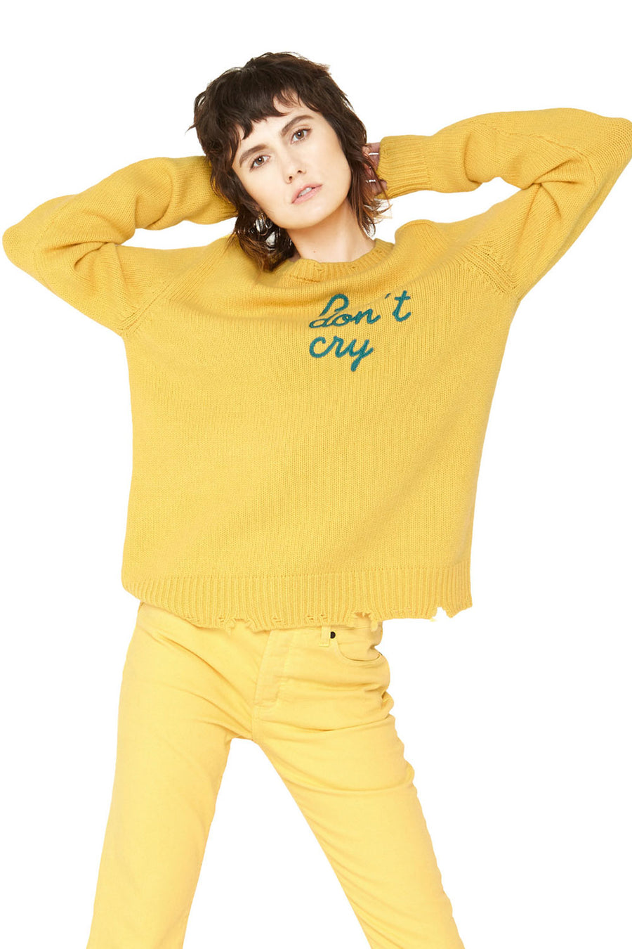 Boys Don’t Cry Cashmere Sweater - Yellow WOMENS chaserbrand