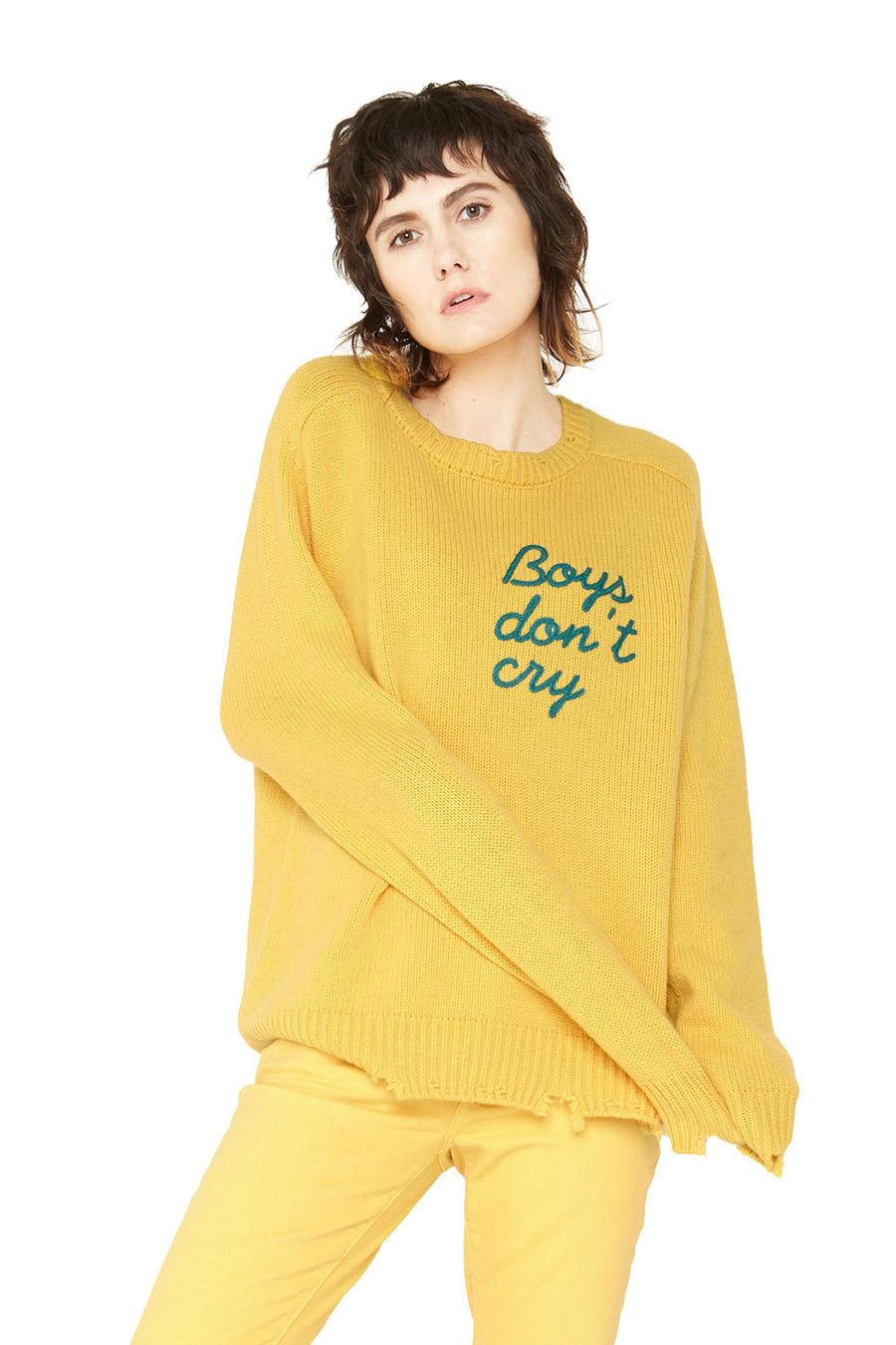 Boys Don’t Cry Cashmere Sweater - Yellow WOMENS chaserbrand