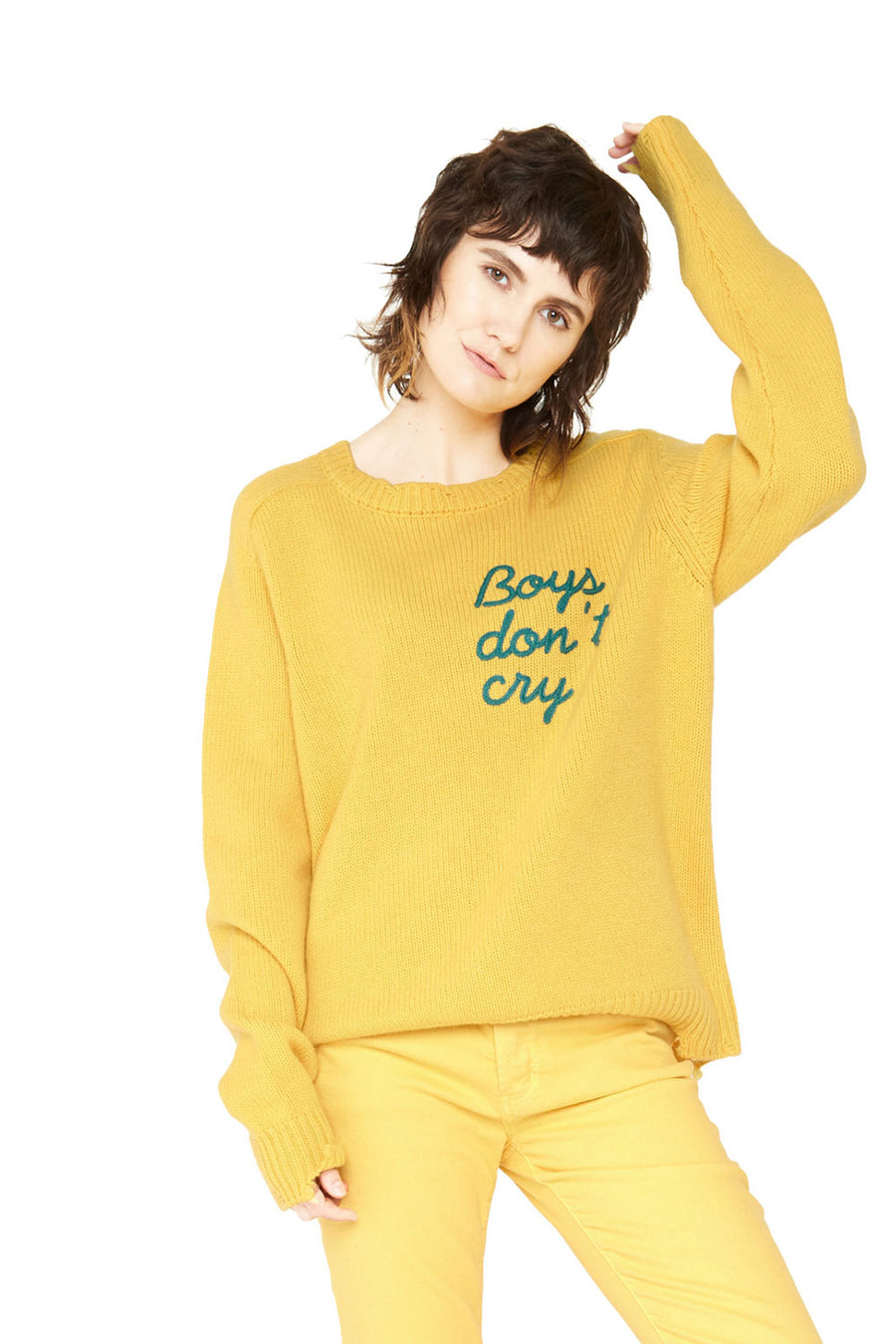 Boys Don’t Cry Cashmere Sweater - Yellow WOMENS chaserbrand
