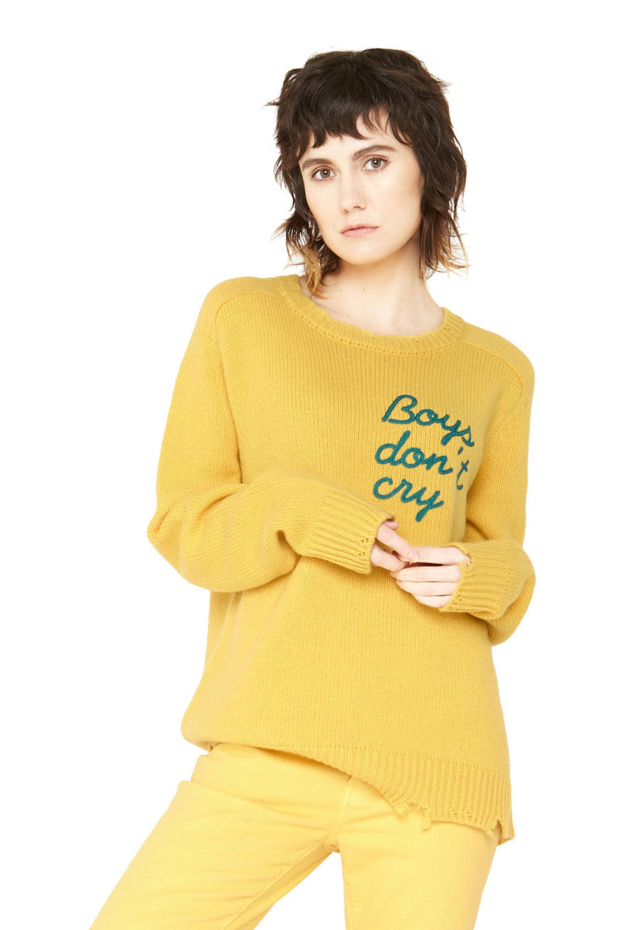 Boys Don’t Cry Cashmere Sweater - Yellow WOMENS chaserbrand