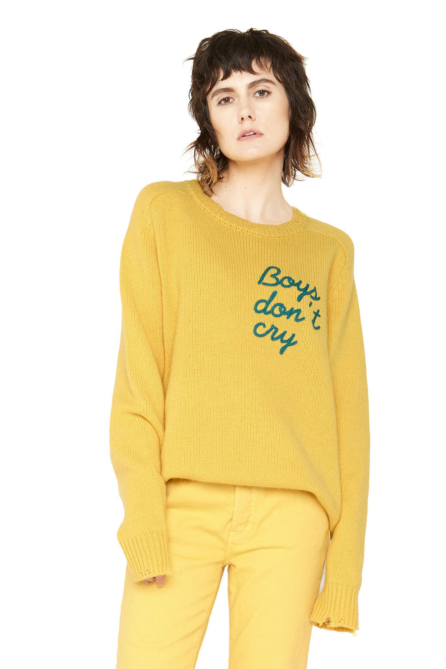 Boys Don’t Cry Cashmere Sweater - Yellow WOMENS chaserbrand