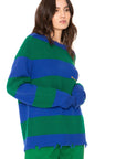 Anchor Cashmere Sweater - Green and Blue Stripe WOMENS chaserbrand