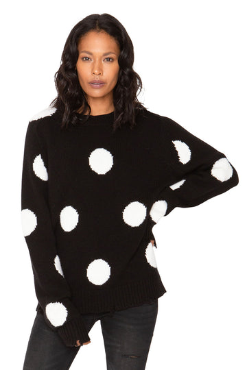 Polka Dot Cashmere Sweater - Black & White WOMENS chaserbrand