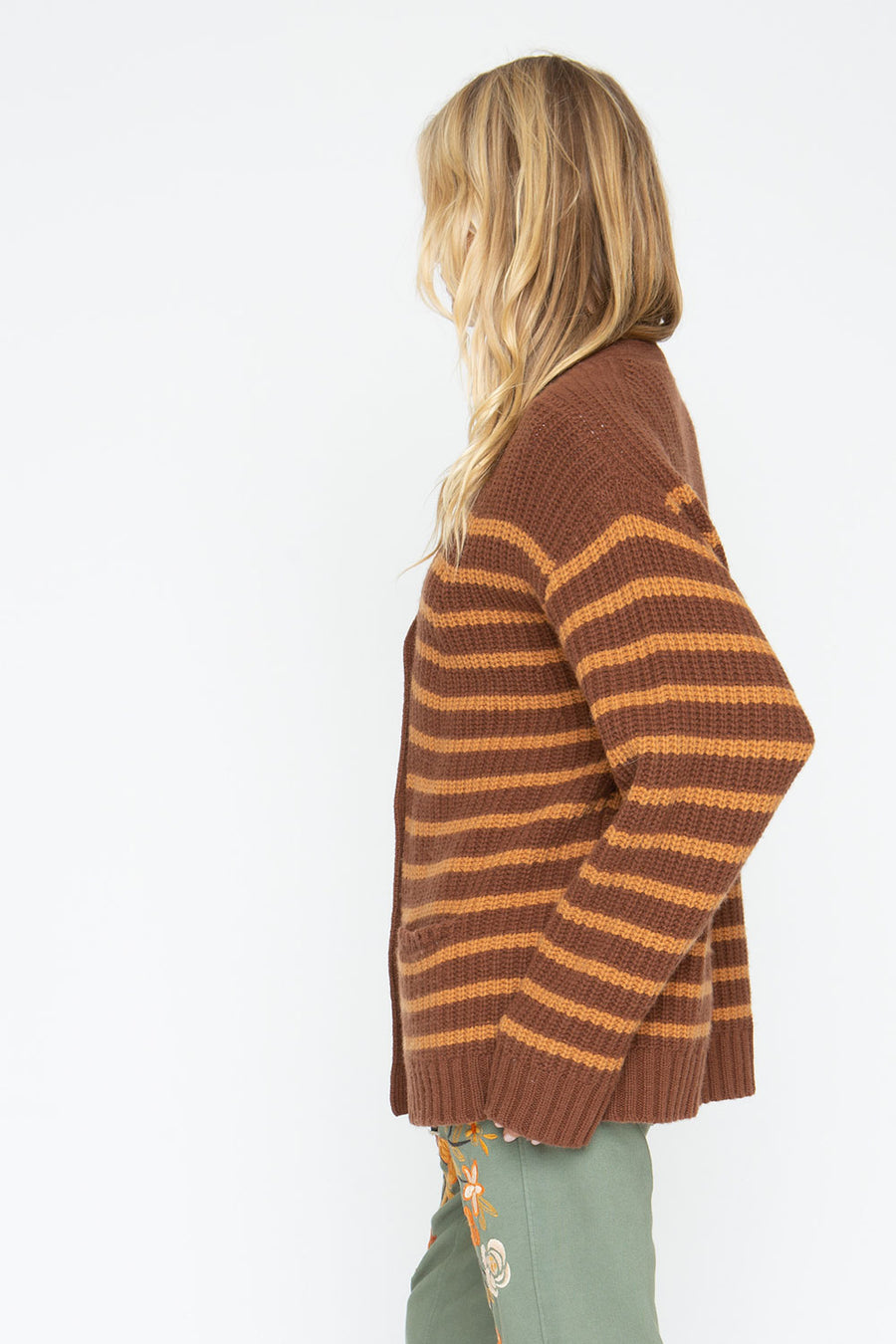 Grandpa Cardigan - Brown Beige Womens chaserbrand