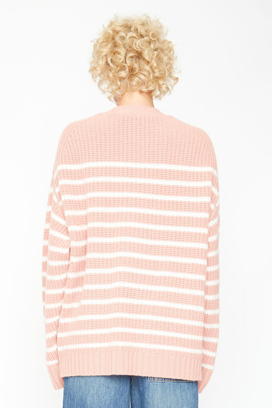 Grandpa Cardigan Sweater - Pink and White Stripe WOMENS chaserbrand
