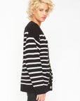 Grandpa Cardigan Sweater - Black and White Stripe WOMENS chaserbrand