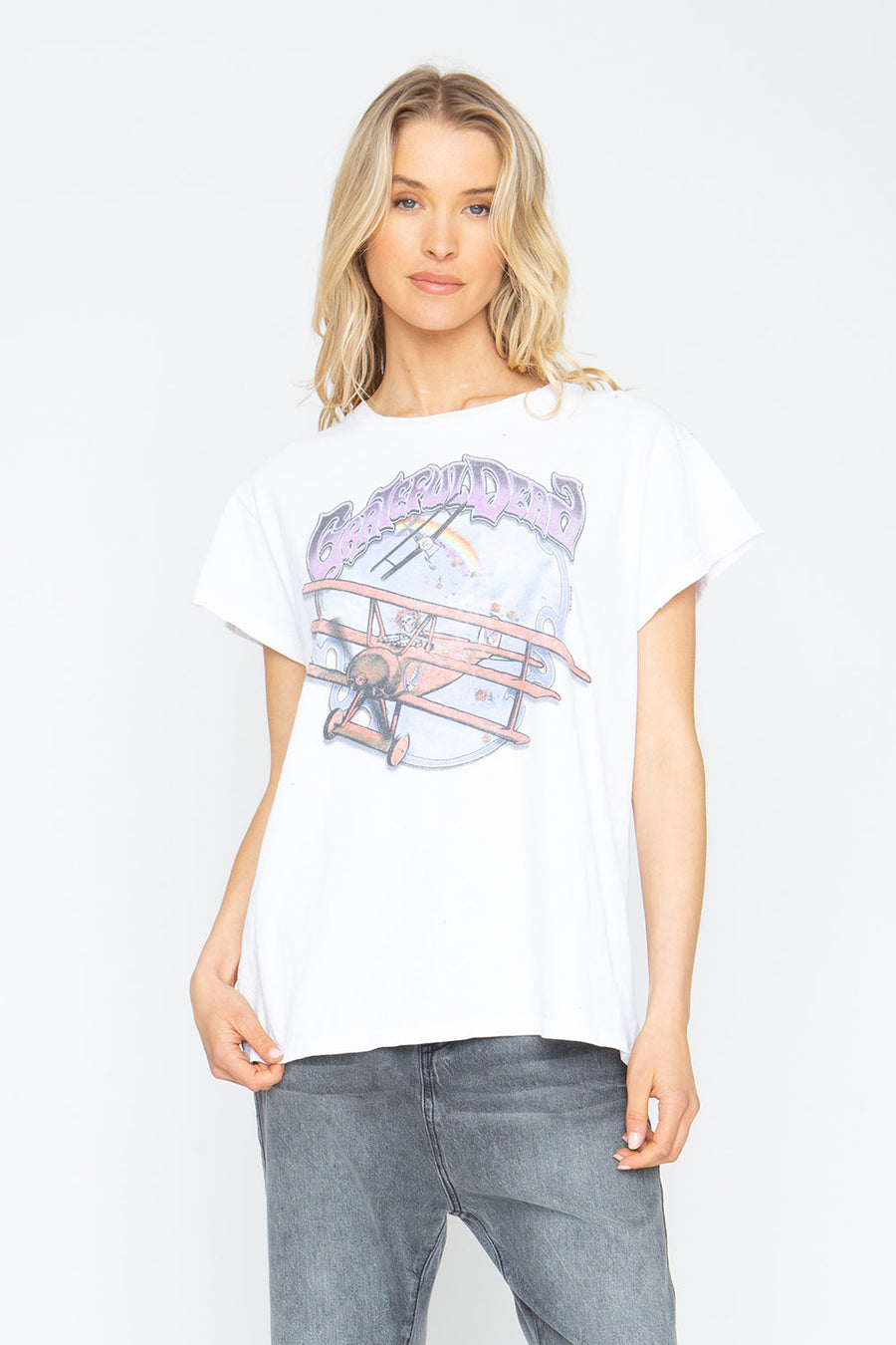 Grateful Dead "Skeleton Biplane" Crew Tee Womens chaserbrand