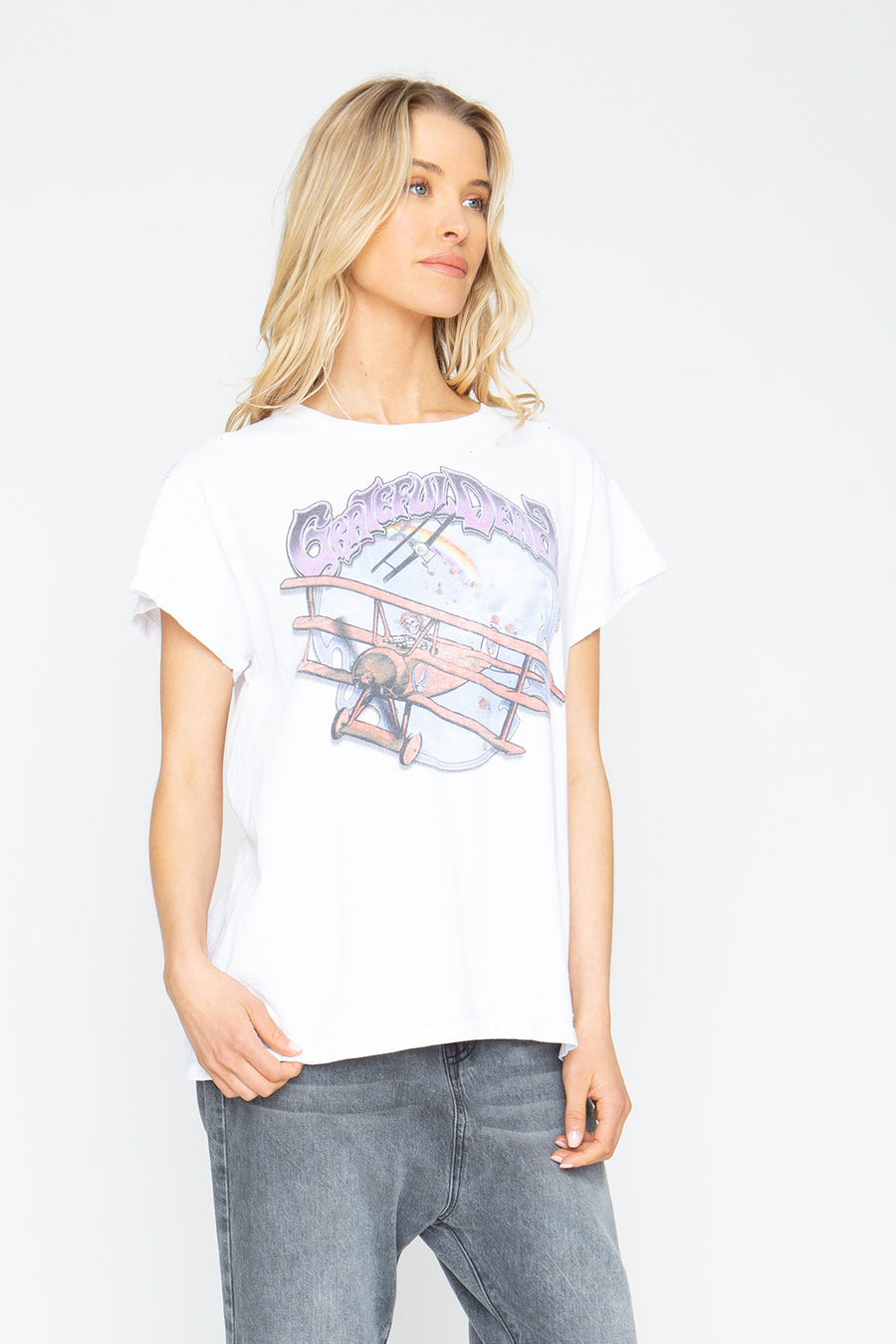 Grateful Dead "Skeleton Biplane" Crew Tee Womens chaserbrand