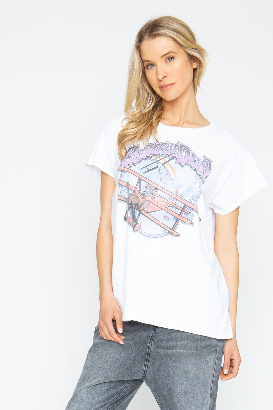 Grateful Dead "Skeleton Biplane" Crew Tee Womens chaserbrand